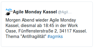 Agile Monday Kassel auf Twitter