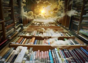Bibliothek, Himmel, Wolken, Vögel